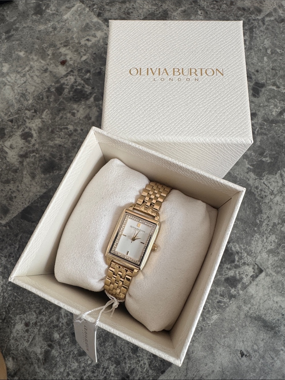 OLIVIA BURTON Gold-Tone Square Bracelet Watch with White Dial - Picture 5 of 11